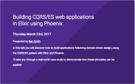 Building CQRS/ES web applications in Elixir