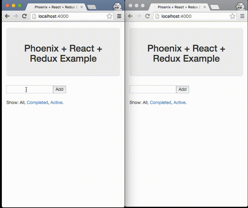 Phoenix, React, Redux example